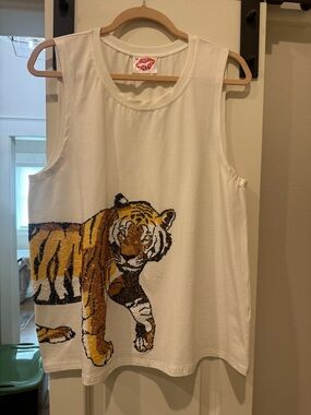 Sparkle City Sequin Tiger Tank Top